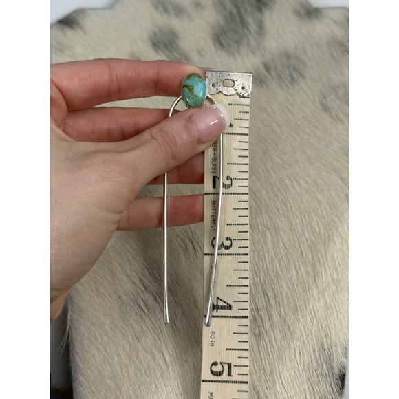 HUGE Sterling Silver 4” Blue Mojave Turquoise Hair Pin Accesory Bun Pony 925 main image 8
